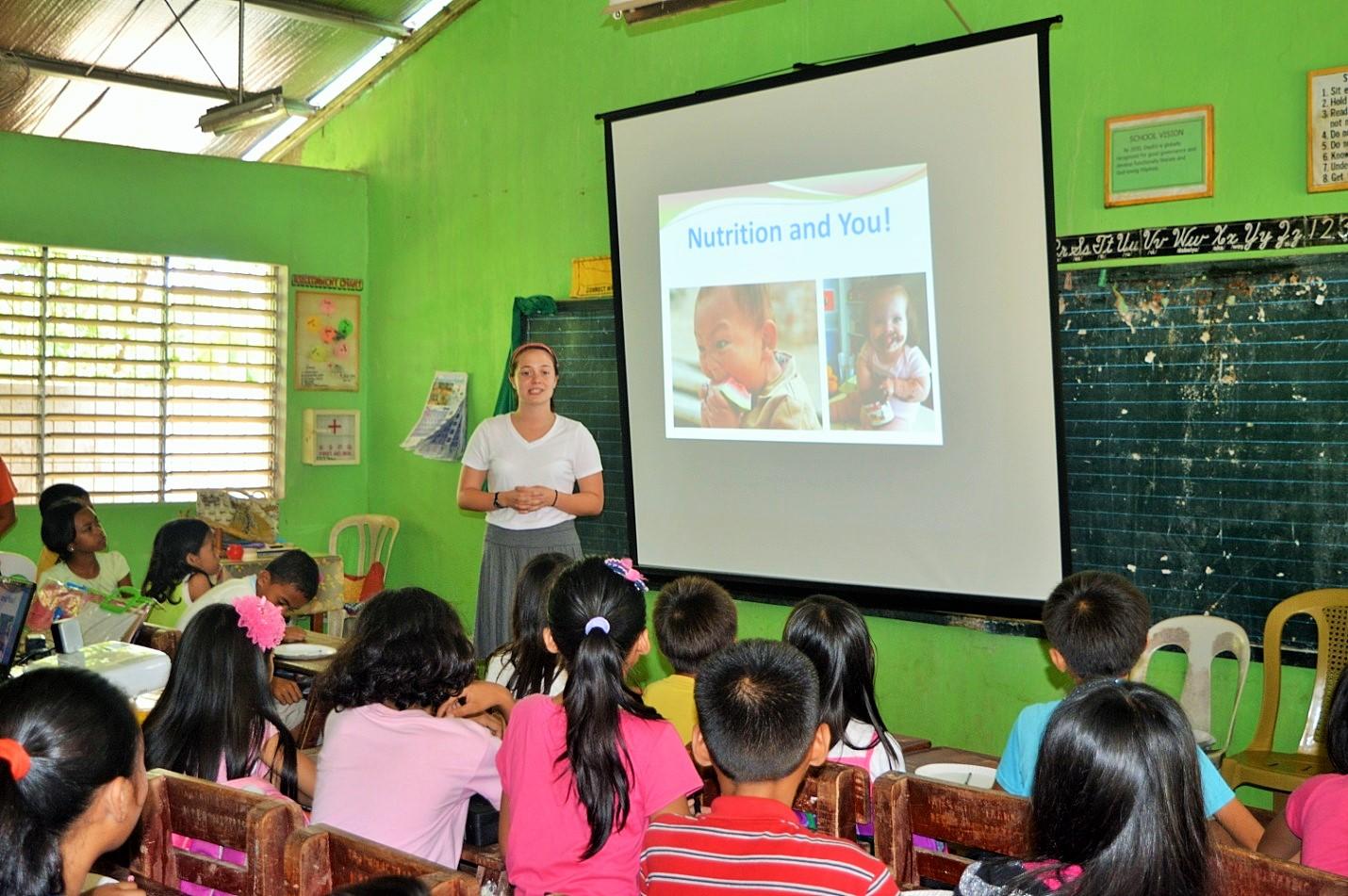 A high school student gives a presentation on Projects Abroad's medical internship in the Philippines A nutrition presentation given on our medical internship for teenagers in the Philippines